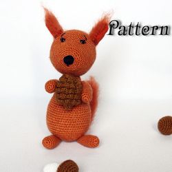 Crochet pattern squirrel toy, squirrel amigurumi download, squirrel stuffed animals pdf