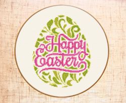 Easter cross stitch pattern Modern cross stitch Happy Easter Floral cross stitch PDF Easter egg