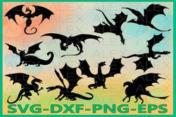 Dragon Silhouette SVG Files, Dragon Clipart Pack Svg Files