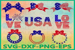 4th of July Svg, Flag Bow SVG, Patriotic Svg, American Svg