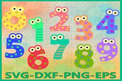 Numbers SVG Files, Funny Monsters Number Svg