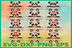 Panda Split monogram Svg, Girls Panda svg, Panda with a bow