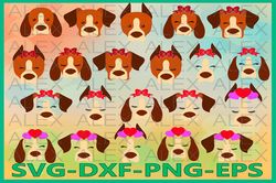 Dogs Face Svg, Animals with a bow, Dogs svg, Eyelashes Svg