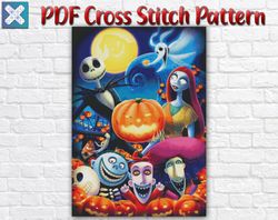 Halloween Cross Stitch Pattern / Nightmare Before Christmas Cross Stitch Pattern / Jack And Sally PDF Cross Stitch Chart