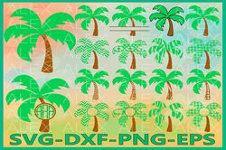 Palm svg, Palm Monogram SVG, Split Frame Palm