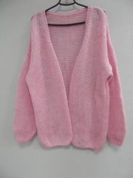 pink mohair cardigan and socks