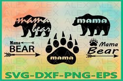 Bear SVG, Bear Silhouette png, Mama Bear Svg, Bear Paw
