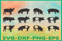 Pig svg, Pig Monogram SVG, Pig Silhouette, Farm Svg