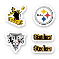 Pittsburgh Steelers Team Logo Sticker Set of 5 by 3 inches each Decal Car Window Case Laptop Wall