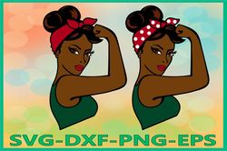 Afro Rosie SVG, Rosie the Riveter svg, Girl Power Silhouette