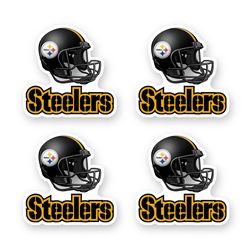 Pittsburgh Steelers NFL Team Helmet Sticker Set of 4 by 3 inches each Decal Laptop Wall WIndow Case Car Truck