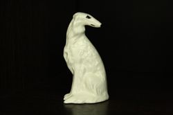 White Russian borzoi figurine dog ceramics handmade, statuette porcelain