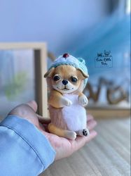 Tiny Chihuahua art doll, small puppy collectible toy