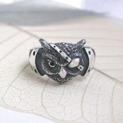 Steampunk Silver Owl Ring.Vintage Owl Ring.Unisex Owl Ring.Silver Bird Ring.Owl.Silver Owl.Vintage Owl.Bird Jewelry.