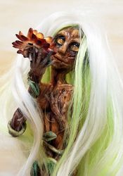 Elf art doll OOAK, Dryad Fairy sculpture, Fantasy art doll miniature