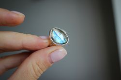 Labradorite silver ring, Size 9, Statement silver ring, gemstone ring, Gift for women