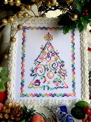 Christmas cross stitch pattern PDF VARIEGATED RAINBOW CHRISTMAS TREE by CrossStitchingForFun Instant Download