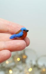 Tiny needle felted bluebird, miniature bird