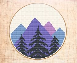 Forest cross stitch pattern Mountain cross stitch PDF Adventure cross stitch
