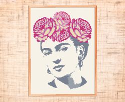 Frida cross stitch pattern Frida Kahlo xstitch Modern embroidery Portrait Feminist cross stitch chart PDF