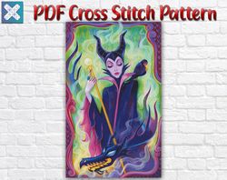 Maleficent Cross Stitch Pattern / Disney Cross Stitch Chart / Villains Cross Stitch Pattern / Princess Cross Stitch PDF