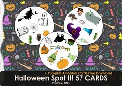 Spot it 57 cards! HALLOWEEN kids games, Matching game, Family games printable, Free download