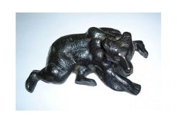 Vintage Cast Iron Statuette Bear. Antique metallic figurine Bear