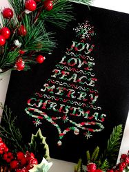 VARIEGATED JOY LOVE PEACE CHRISTMAS TREE cross stitch pattern PDF by CrossStitchingForFun Instant Download