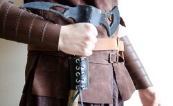 Black axe belt holster. Leather belt loop for hammer. Sword hanger. Larp sword frog. Weapon holder.