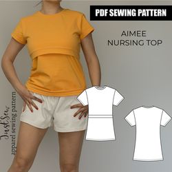 Nursing top sewing pattern | Including step-by-step sewing tutorials | breastfeeding shirt sewing pattern