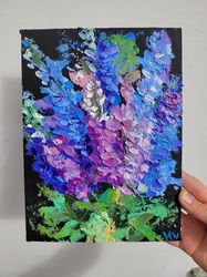 Flowers Delphinium Purple White Pink Abstract Wall Art Holiday Decor Home Decor Custom Original Oil Painting