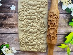 Embossed rolling pin - rolling pin - wooden rolling pin - for clay and cookie