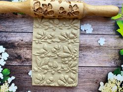 Butterfly rolling pin, embossing rolling pin, engraved rolling pin, cookie stamp