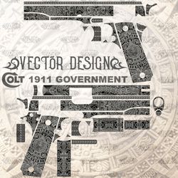 VECTOR DESIGN Colt 1911 government "Aztec calendar"