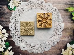 Flower embossed cookie mold, stamp for gingerbread, springerle stamp for cookie