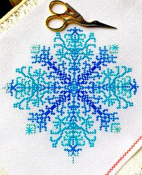 Christmas cross stitch pattern PDF "DELICATE SNOWFLAKE" by CrossStitchingForFun, Snowflake cross stitch pattern PDF
