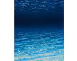 Underwater Painting Deep Sea Canvas Oil Painting 16 by 20 Original Art Seascape Wall Art