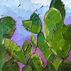 Cactus painting floral original art flower oil painting desert plant artwork 4 by 4 inches Arizona wall art by AlyonArt
