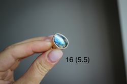 Labradorite silver ring, Size 5.5, Statement silver ring, gemstone ring, Gift for women