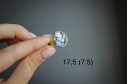 Labradorite silver ring, Size 7.5, Statement silver ring, gemstone ring, Gift for women