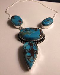 Unique 925 Sterling Silver Turquoise Necklace