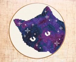 Galaxy Cat cross stitch pattern Modern cross stitch Space cross stitch Galaxy Animal cross stitch PDF