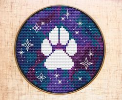 Galaxy cross stitch pattern Modern cross stitch Dog paw cross stitch Space cross stitch PDF