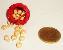 Dollhouse miniature 1:12 Merry Christmas Basket with golden nuts!