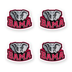 Alabama Crimson Tide BAMA Mascot Sticker Set of 4 pcs by 3 inches Decal Car Window Laptop Case Truck Case Wall