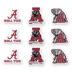 Alabama Crimson Tide College Sport Team Sticker Set of 9 by 2 inches each Decal Car Window Case Laptop Wall