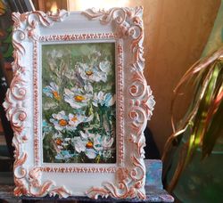Daisy Field Oil Painting Flower Impasto Original Framed Artist Svinar Oksana