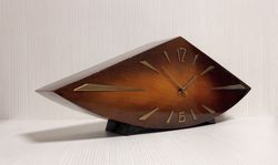 Soviet Vintage Desk Clock Vesna. Mechanical Mantel Wooden clock