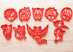 Fairy Tail cookie cutters. Set 10 pcs. Fairy Tail gift. Natsu Dragneel, Lucy Heartfilia, Happy Fairy Tail, Natsu Doragun