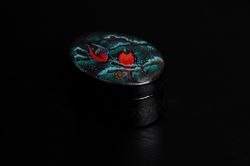 Tiny birds lacquer box hand-painted bullfinches Christmas small gift